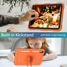 For iPad 10th Gen 10.9 2022 Butterfly Kickstand Heavy Duty Hard Rugged Tablet Case(Gold Orange)