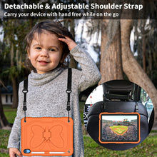 For iPad 10th Gen 10.9 2022 Butterfly Kickstand Heavy Duty Hard Rugged Tablet Case(Gold Orange)