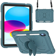 For iPad 10th Gen 10.9 2022 Butterfly Kickstand Heavy Duty Hard Rugged Tablet Case(Dark Green)