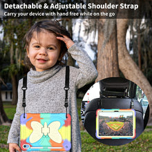 For iPad 10th Gen 10.9 2022 Butterfly Kickstand Heavy Duty Hard Rugged Tablet Case(Colorful Red)