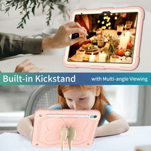 For iPad 10th Gen 10.9 2022 Butterfly Kickstand Heavy Duty Hard Rugged Tablet Case(Gream Rose Pink)