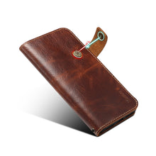 For iPhone 12 mini Denior Oil Wax Cowhide DK Magnetic Button Leather Phone Case(Brown)