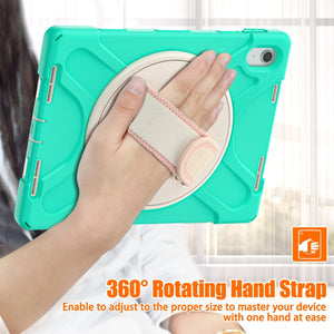 For iPad 10th Gen 10.9 2022 Rotatable Kickstand Grip Heavy Duty Hard Rugged Tablet Case(Mint Green)