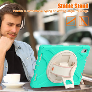 For iPad 10th Gen 10.9 2022 Rotatable Kickstand Grip Heavy Duty Hard Rugged Tablet Case(Mint Green)