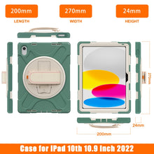 For iPad 10th Gen 10.9 2022 Rotatable Kickstand Grip Heavy Duty Hard Rugged Tablet Case(Emerald Green)