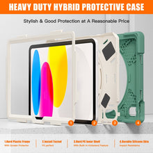 For iPad 10th Gen 10.9 2022 Rotatable Kickstand Grip Heavy Duty Hard Rugged Tablet Case(Emerald Green)