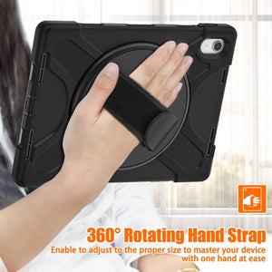 For iPad 10th Gen 10.9 2022 Rotatable Kickstand Grip Heavy Duty Hard Rugged Tablet Case(Black)