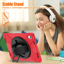 For iPad 10th Gen 10.9 2022 Rotatable Kickstand Grip Heavy Duty Hard Rugged Tablet Case(Red)