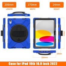 For iPad 10th Gen 10.9 2022 Rotatable Kickstand Grip Heavy Duty Hard Rugged Tablet Case(Blue)