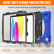 For iPad 10th Gen 10.9 2022 Rotatable Kickstand Grip Heavy Duty Hard Rugged Tablet Case(Blue)