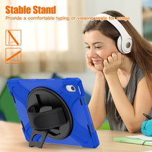 For iPad 10th Gen 10.9 2022 Rotatable Kickstand Grip Heavy Duty Hard Rugged Tablet Case(Blue)