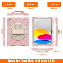 For iPad 10th Gen 10.9 2022 Rotatable Kickstand Grip Heavy Duty Hard Rugged Tablet Case(Cherry Pink)