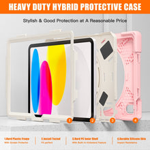 For iPad 10th Gen 10.9 2022 Rotatable Kickstand Grip Heavy Duty Hard Rugged Tablet Case(Cherry Pink)