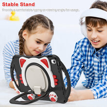 For iPad 10th Gen 10.9 2022 Cute Cat King Kids Shockproof Silicone Tablet Case(Black Red)