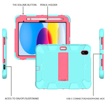 For iPad 10th Gen 10.9 2022 Two-Color Robot Shockproof Silicone + PC Protective Tablet Case(Mint Green + Rose Red)