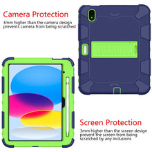 For iPad 10th Gen 10.9 2022 Two-Color Robot Shockproof Silicone + PC Protective Tablet Case(Navy Blue + Yellow Green)