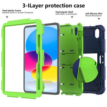 For iPad 10th Gen 10.9 2022 Two-Color Robot Shockproof Silicone + PC Protective Tablet Case(Navy Blue + Yellow Green)