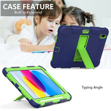 For iPad 10th Gen 10.9 2022 Two-Color Robot Shockproof Silicone + PC Protective Tablet Case(Navy Blue + Yellow Green)