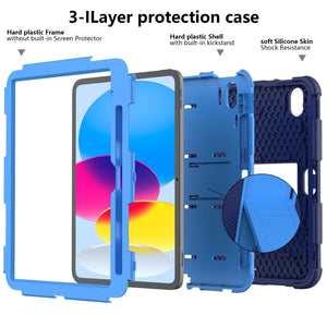 For iPad 10th Gen 10.9 2022 Two-Color Robot Shockproof Silicone + PC Protective Tablet Case(Navy Blue + Blue)