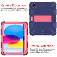 For iPad 10th Gen 10.9 2022 Two-Color Robot Shockproof Silicone + PC Protective Tablet Case(Navy Blue + Rose Red)