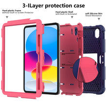 For iPad 10th Gen 10.9 2022 Two-Color Robot Shockproof Silicone + PC Protective Tablet Case(Navy Blue + Rose Red)