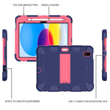For iPad 10th Gen 10.9 2022 Two-Color Robot Shockproof Silicone + PC Protective Tablet Case(Navy Blue + Rose Red)