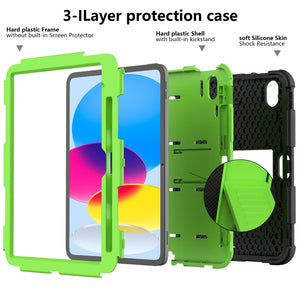 For iPad 10th Gen 10.9 2022 Two-Color Robot Shockproof Silicone + PC Protective Tablet Case(Black + Yellow Green)