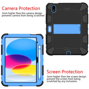 For iPad 10th Gen 10.9 2022 Two-Color Robot Shockproof Silicone + PC Protective Tablet Case(Black + Blue)