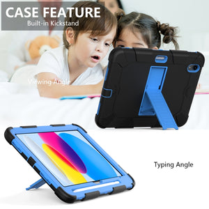 For iPad 10th Gen 10.9 2022 Two-Color Robot Shockproof Silicone + PC Protective Tablet Case(Black + Blue)