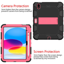 For iPad 10th Gen 10.9 2022 Two-Color Robot Shockproof Silicone + PC Protective Tablet Case(Black + Rose Red)