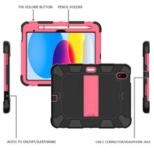 For iPad 10th Gen 10.9 2022 Two-Color Robot Shockproof Silicone + PC Protective Tablet Case(Black + Rose Red)