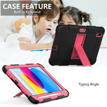 For iPad 10th Gen 10.9 2022 Two-Color Robot Shockproof Silicone + PC Protective Tablet Case(Black + Rose Red)