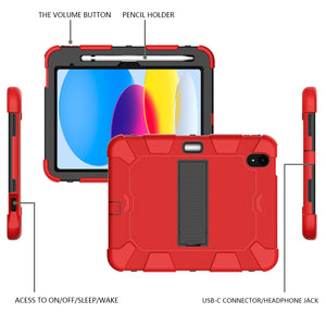 For iPad 10th Gen 10.9 2022 Two-Color Robot Shockproof Silicone + PC Protective Tablet Case(Red + Black)