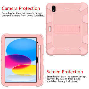 For iPad 10th Gen 10.9 2022 Two-Color Robot Shockproof Silicone + PC Protective Tablet Case(Rose Gold)