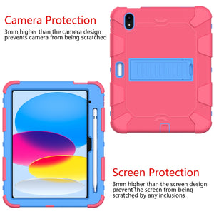 For iPad 10th Gen 10.9 2022 Two-Color Robot Shockproof Silicone + PC Protective Tablet Case(Rose Red + Blue)