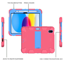 For iPad 10th Gen 10.9 2022 Two-Color Robot Shockproof Silicone + PC Protective Tablet Case(Rose Red + Blue)