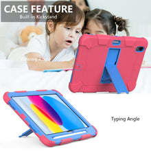 For iPad 10th Gen 10.9 2022 Two-Color Robot Shockproof Silicone + PC Protective Tablet Case(Rose Red + Blue)