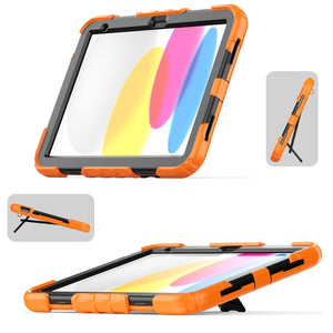 For iPad 10th Gen 10.9 2022 Shockproof Silicone + PC Protective Tablet Case(Black + Orange)