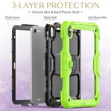 For iPad 10th Gen 10.9 2022 Shockproof Silicone + PC Protective Tablet Case(Black + Yellow Green)