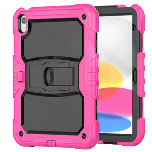 For iPad 10th Gen 10.9 2022 Shockproof Silicone + PC Protective Tablet Case(Black + Rose Red)