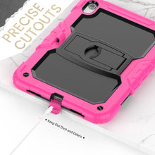 For iPad 10th Gen 10.9 2022 Shockproof Silicone + PC Protective Tablet Case(Black + Rose Red)