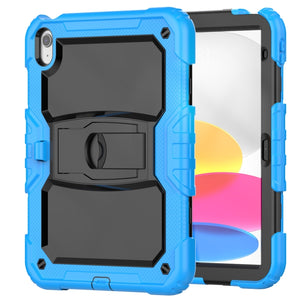 For iPad 10th Gen 10.9 2022 Shockproof Silicone + PC Protective Tablet Case(Black + Light Blue)