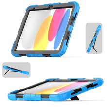 For iPad 10th Gen 10.9 2022 Shockproof Silicone + PC Protective Tablet Case(Black + Light Blue)