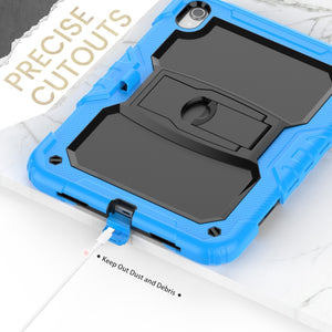 For iPad 10th Gen 10.9 2022 Shockproof Silicone + PC Protective Tablet Case(Black + Light Blue)