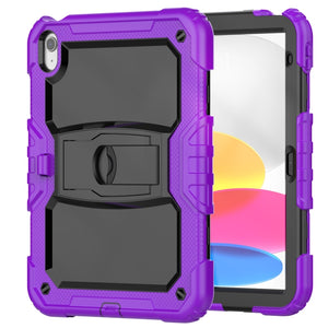 For iPad 10th Gen 10.9 2022 Shockproof Silicone + PC Protective Tablet Case(Black + Purple)