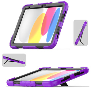 For iPad 10th Gen 10.9 2022 Shockproof Silicone + PC Protective Tablet Case(Black + Purple)