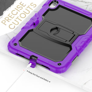 For iPad 10th Gen 10.9 2022 Shockproof Silicone + PC Protective Tablet Case(Black + Purple)