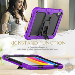 For iPad 10th Gen 10.9 2022 Shockproof Silicone + PC Protective Tablet Case(Black + Purple)