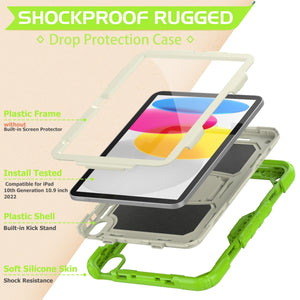 For iPad 10th Gen 10.9 2022 Shockproof Silicone + PC Protective Tablet Case(Yellow Green)