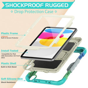 For iPad 10th Gen 10.9 2022 Shockproof Silicone + PC Protective Tablet Case(Camouflage Light Blue)